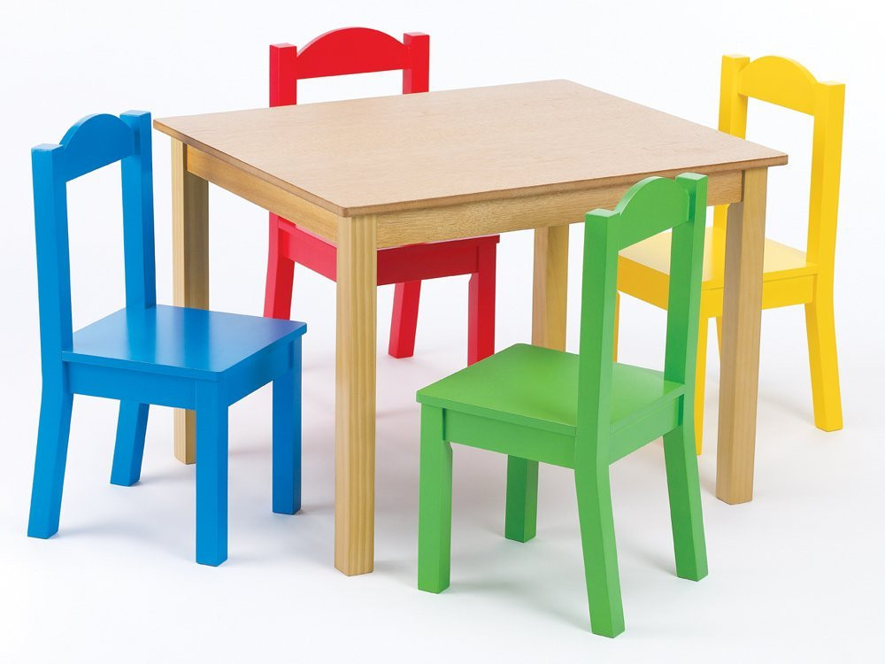 Kids Table And Chairs
 Tot Tutors Kids Table Chairs Set Pastel Wood Toddler
