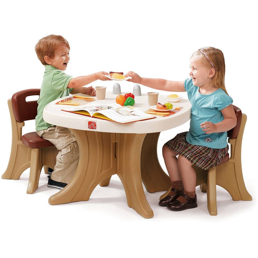 Kids Table And Chairs Walmart
 Step2 New Traditions Kids Table and 2 Chairs Set Brown