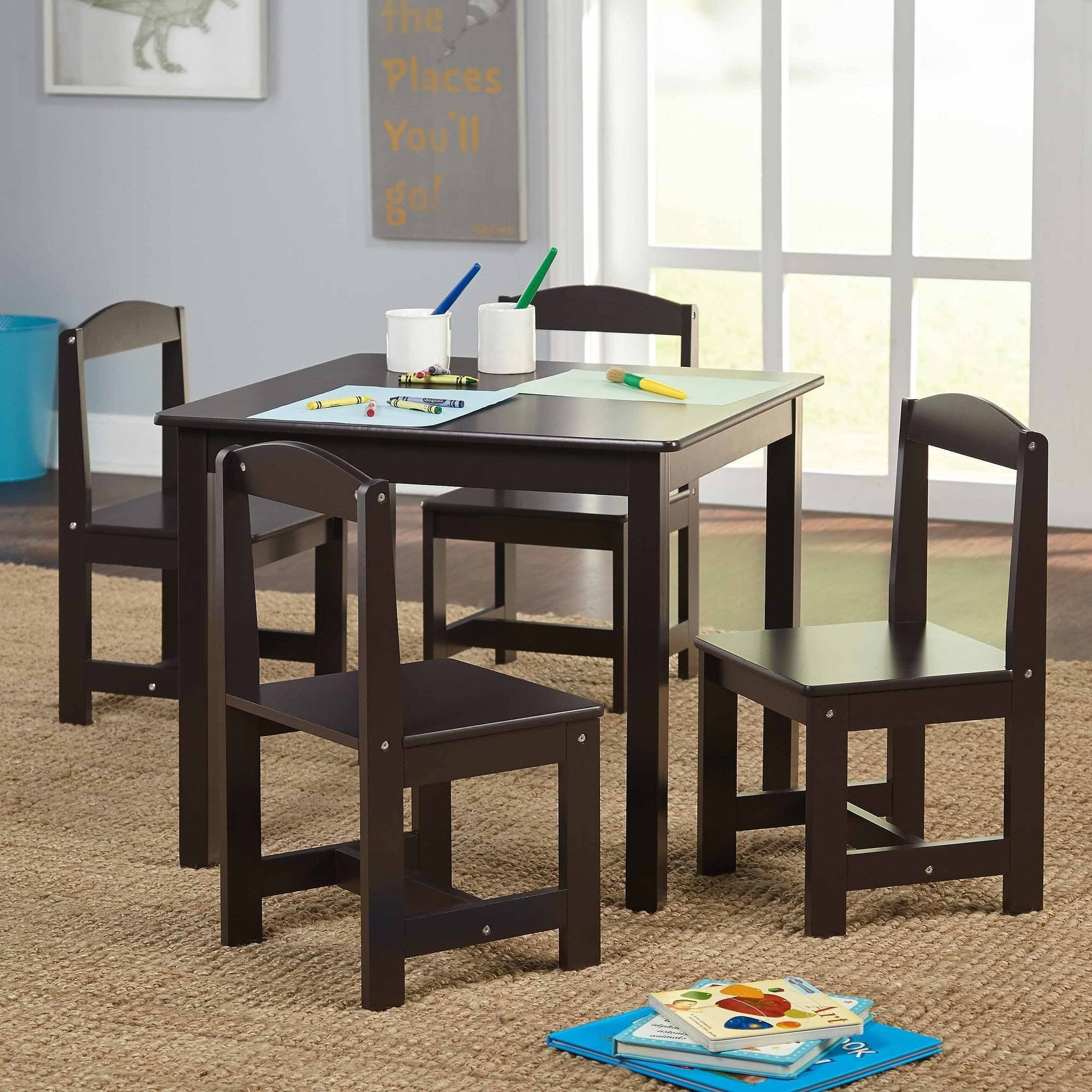 Kids Table And Chairs Walmart
 Hayden Kids 5 Piece Table and Chairs Set Toddler Wood