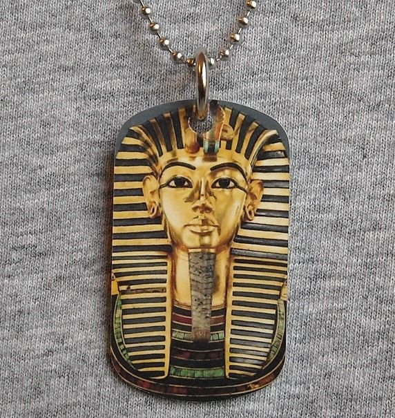 King Tut Necklace
 Metal dog tag Necklace KING TUT Tutankhamun Golden boy