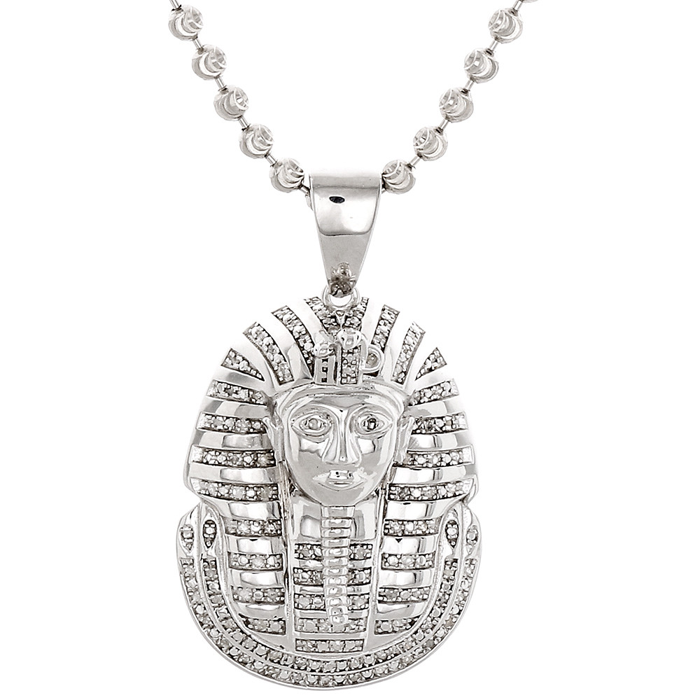 King Tut Necklace
 Diamond King Tut Tutankhamun Pendant 925 Sterling Silver