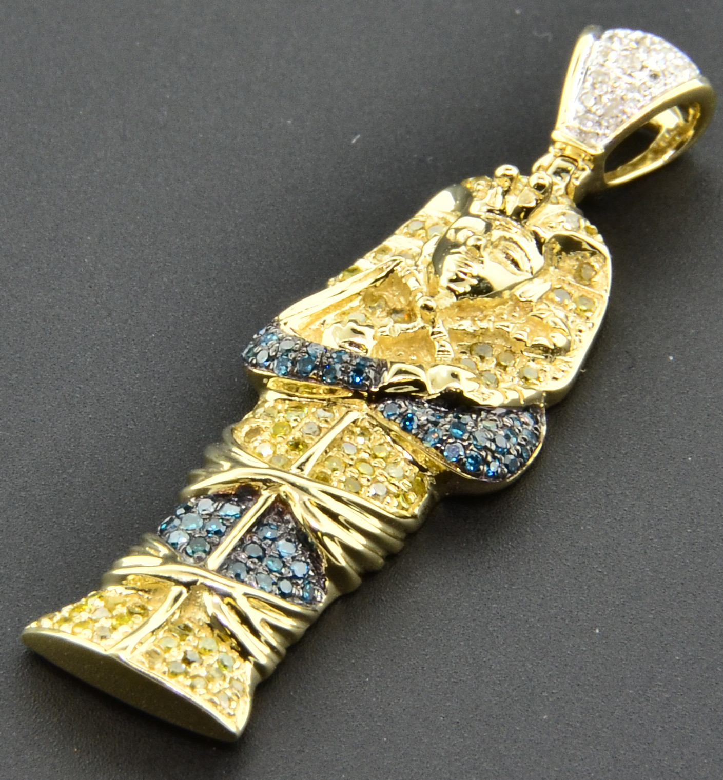 King Tut Necklace
 Yellow Diamond Egyptian Pharaoh King Tut Pendant 0 45 Ct