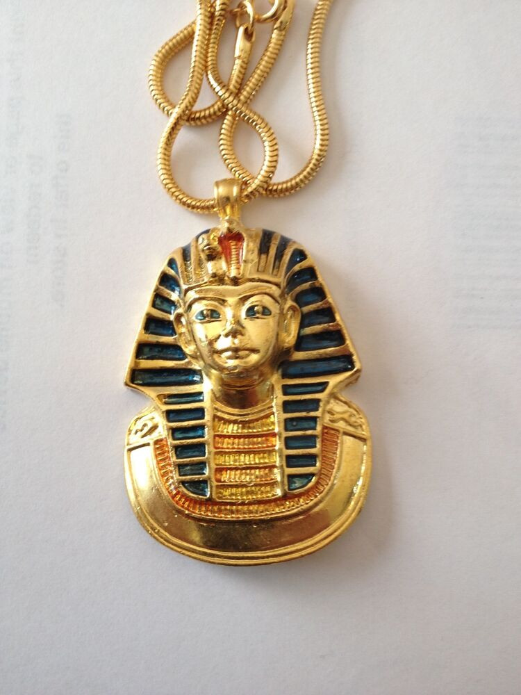 King Tut Necklace
 Egyptian Gold Plated King Tut Necklace 3 D Great