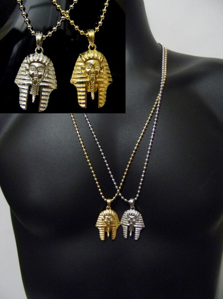 King Tut Necklace
 Hip Hop Silver Gold Metal Pharoah King Tut Small Pendant