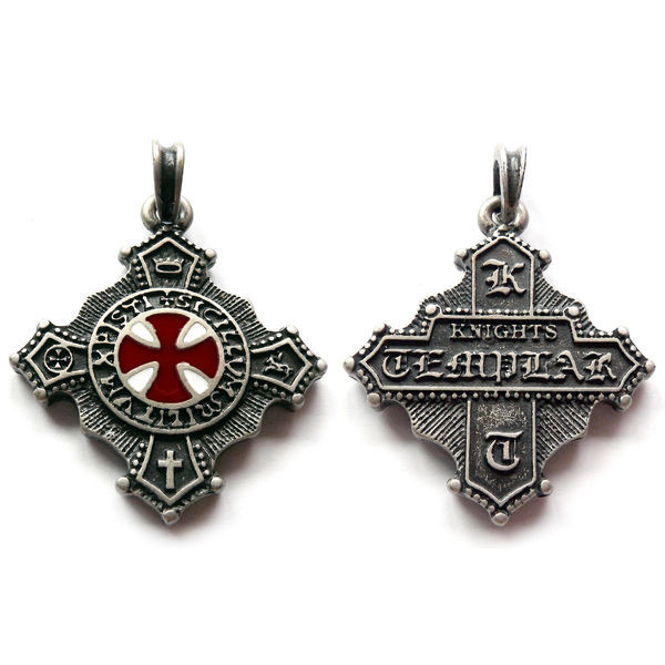 Knights Templar Necklace
 2 TEMPLAR KNIGHTS AS Antique Pendant Amulet Vintage LARP