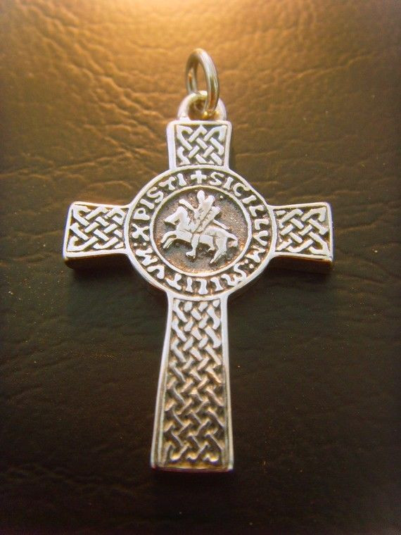 Knights Templar Necklace
 cross masonic Knights Templar Seal pendant solid sterling