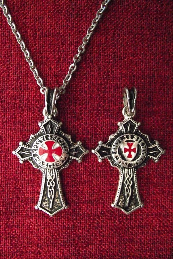 Knights Templar Necklace
 Knights Templar Pendant Order Knight Cross Me val SCA