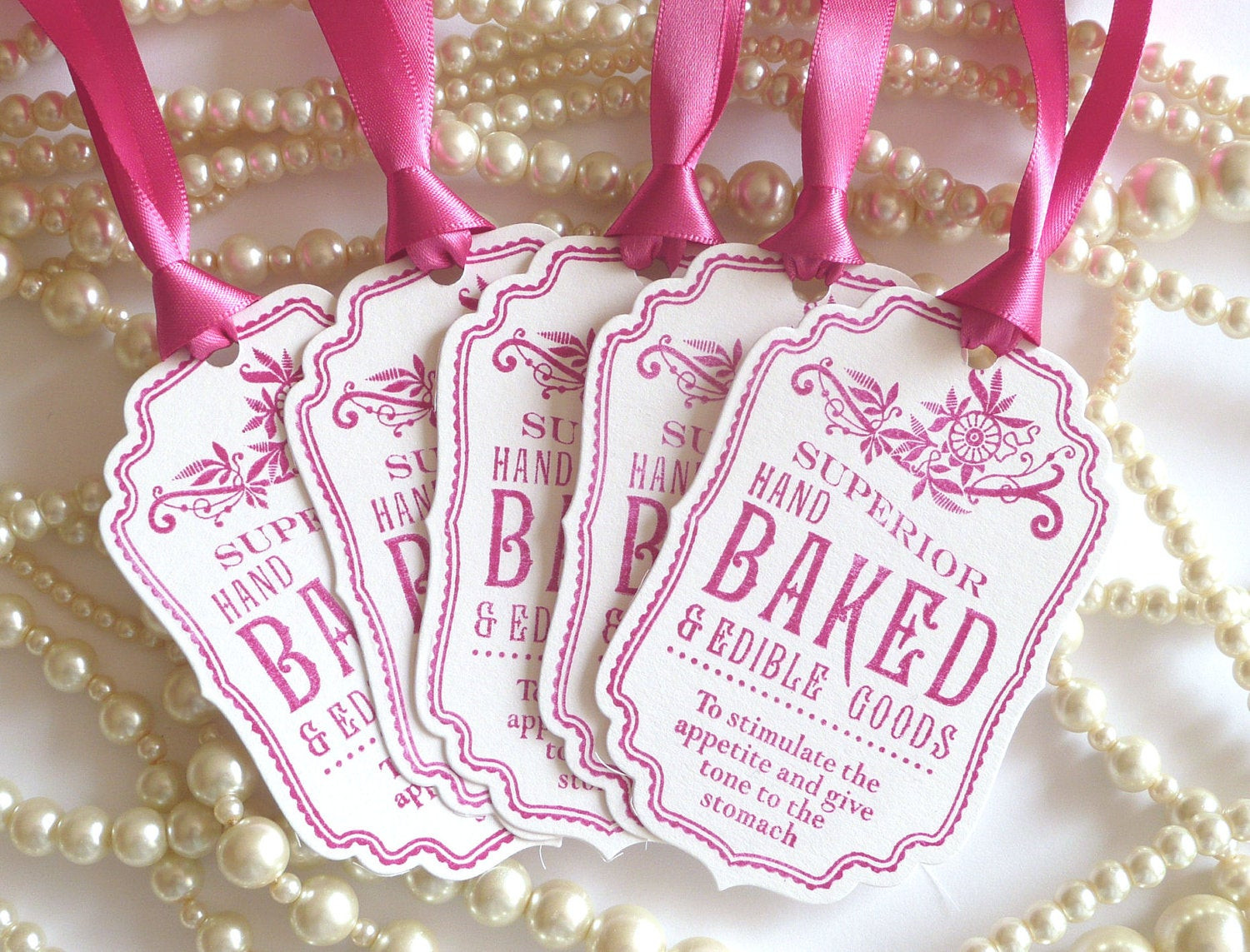 Labels For Wedding Favors
 Baked Good Tags Pink Wedding Favors Fuchsia Pink Tags Food