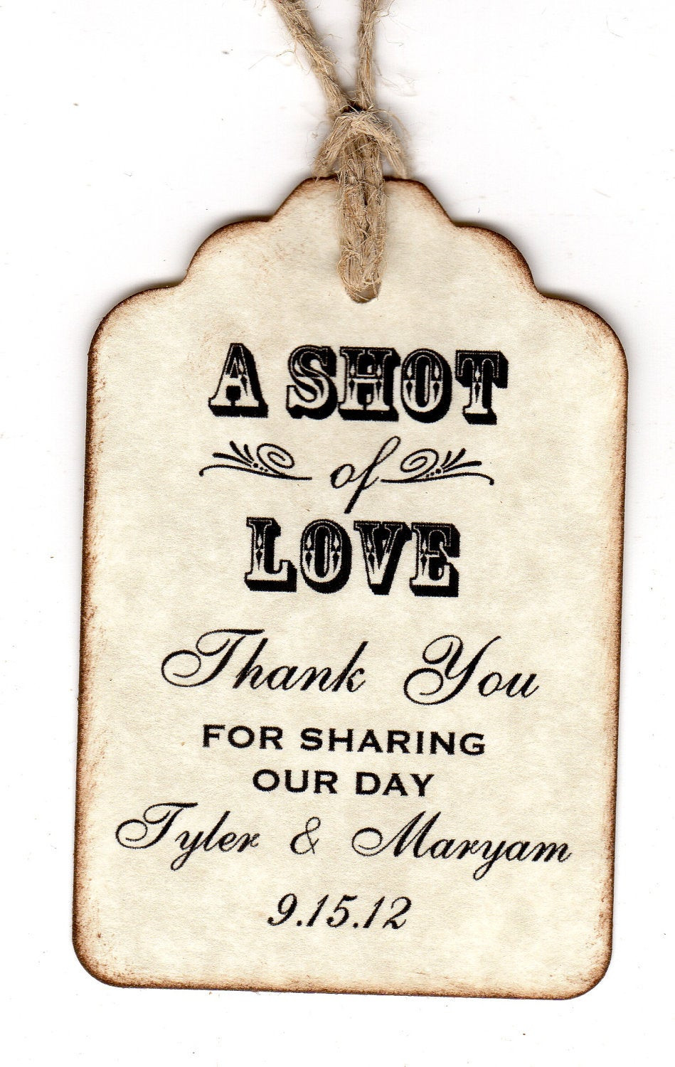 Labels For Wedding Favors
 50 Personalized Shot Love Wedding Favor Tags Place Card