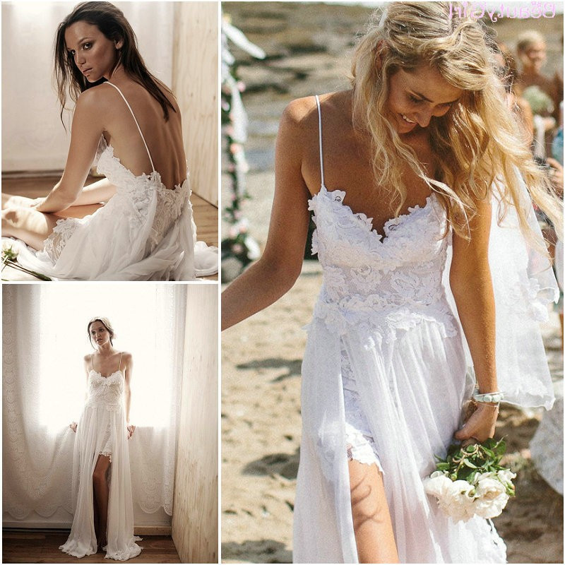 Lace Beach Wedding Dresses
 WD04 Beach Wedding Dresses Lace Backless Summer Bridal