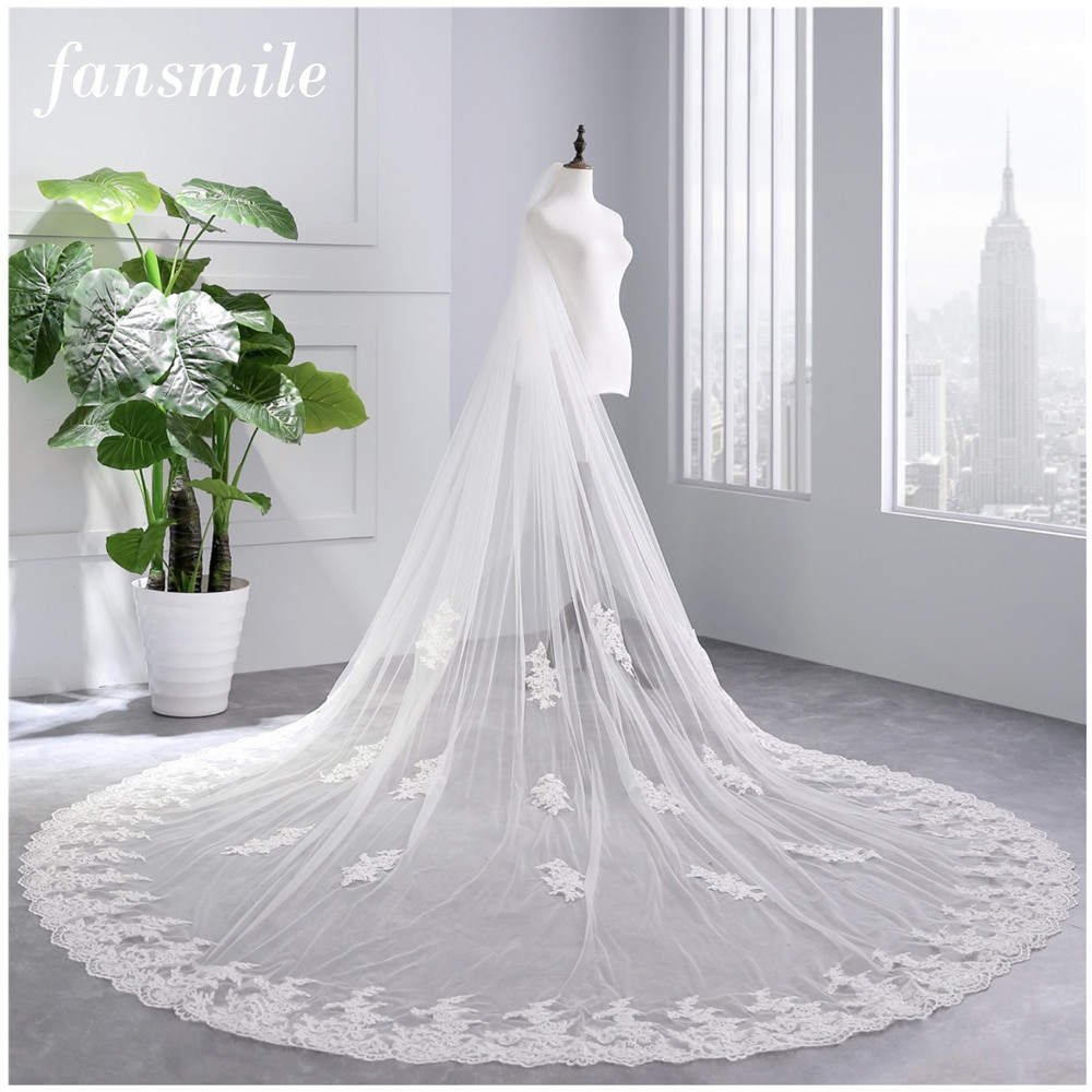 Lace Edge Wedding Veil
 Fansmile 3 5 M White Ivory Cathedral Wedding Veils Long