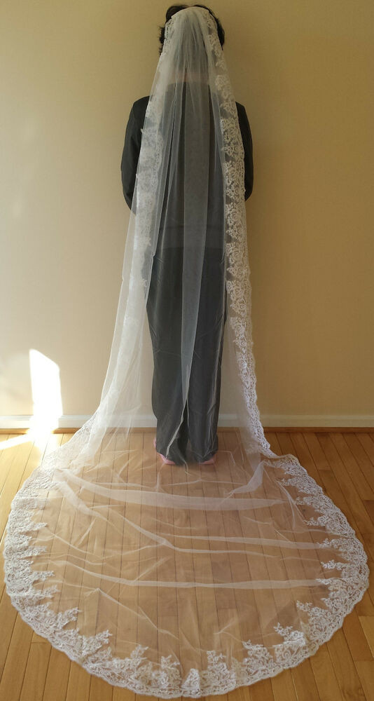 Lace Edge Wedding Veil
 1T CATHEDRAL WEDDING VEIL WITH LACE EDGE 10 FT LONG