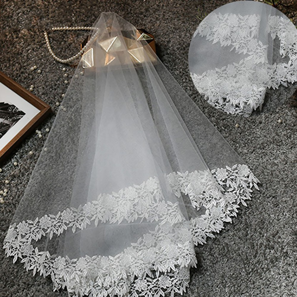 Lace Edge Wedding Veil
 SoDigne Wedding Veil 1 5m Lace Edge Bridal Veils Blusher