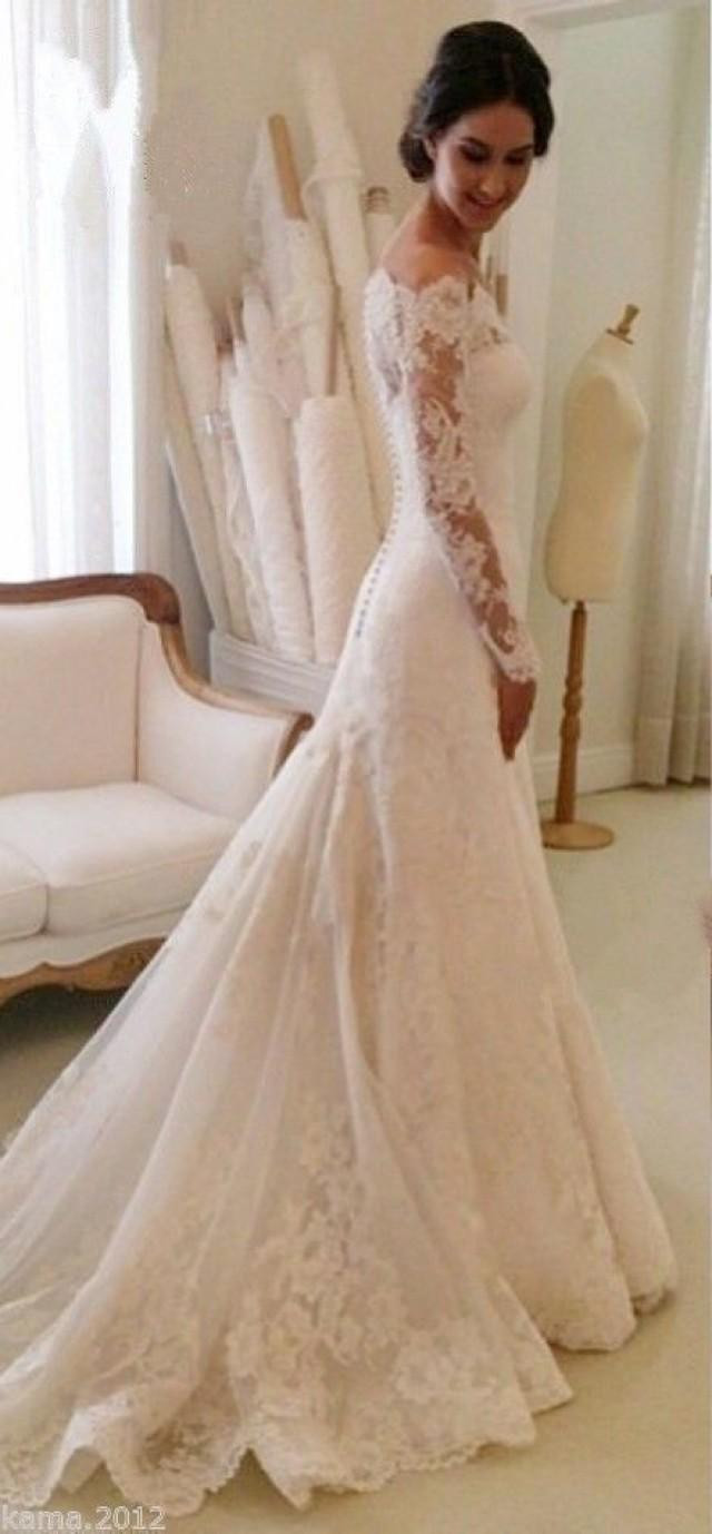Lace Off The Shoulder Wedding Dress
 Elegant Lace Wedding Dresses White Ivory f The Shoulder