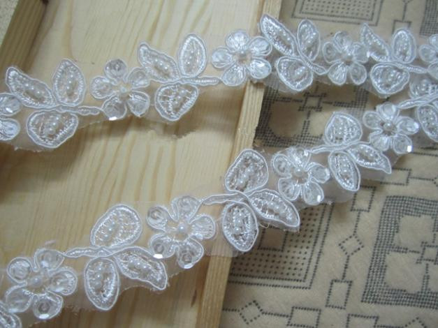 Lace Trim Wedding Veil
 15yard 3 5cm Pearl Beaded Lace Trim Sequin Trim Bridal