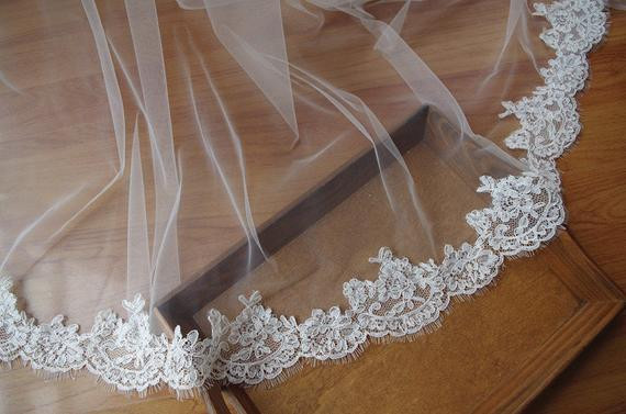 Lace Trim Wedding Veil
 ivory lace trim for bridal veil eyelash lace trim