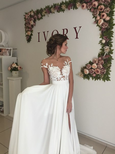 Lace Wedding Dress Pinterest
 Short Sleeve A Line Chiffon Summer Wedding Dresses Split