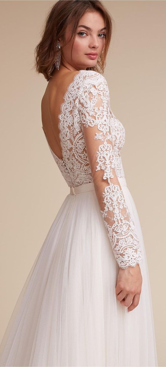 Lace Wedding Dress Pinterest
 Long sleeve lace wedding dress by BHLDN