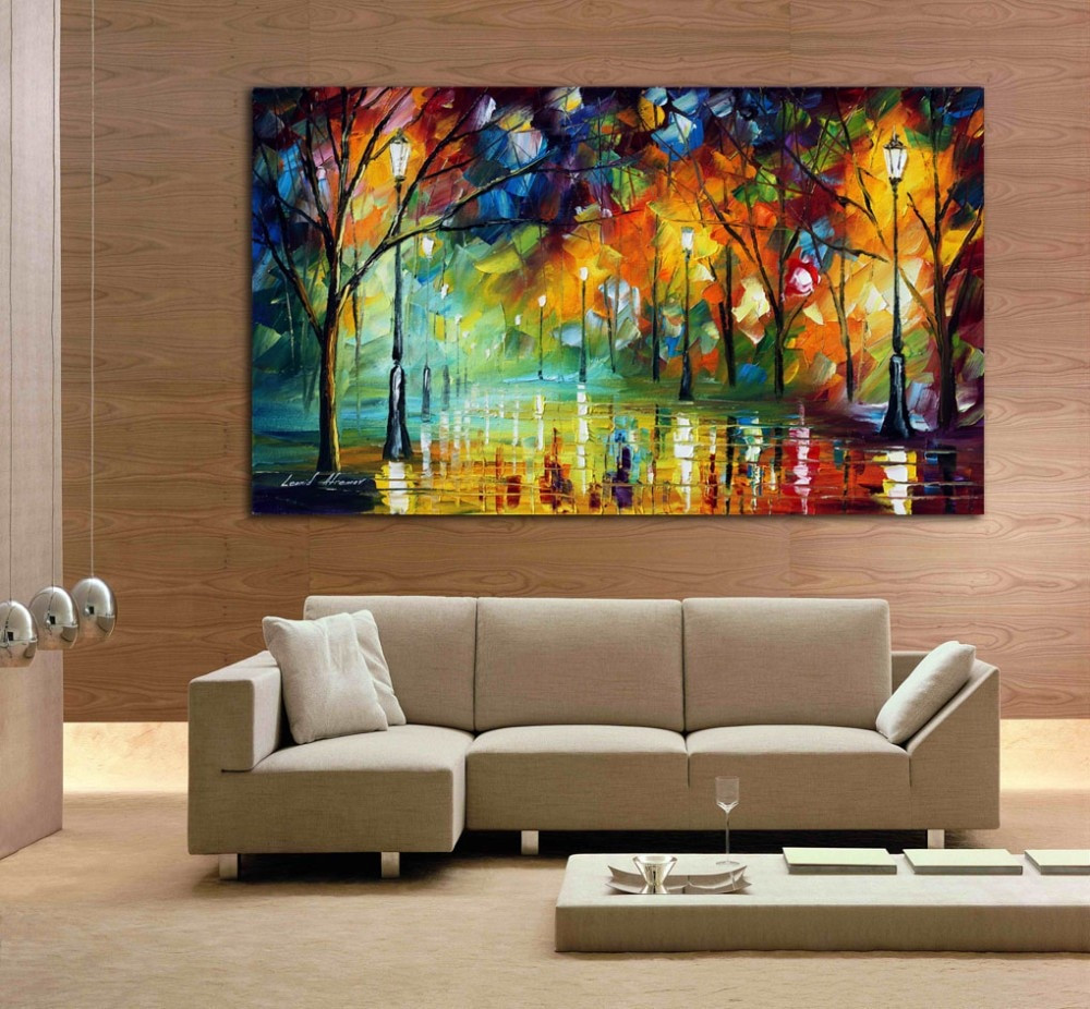 Large Paintings For Living Room
 hand drawn city at night 3 knife painting modern