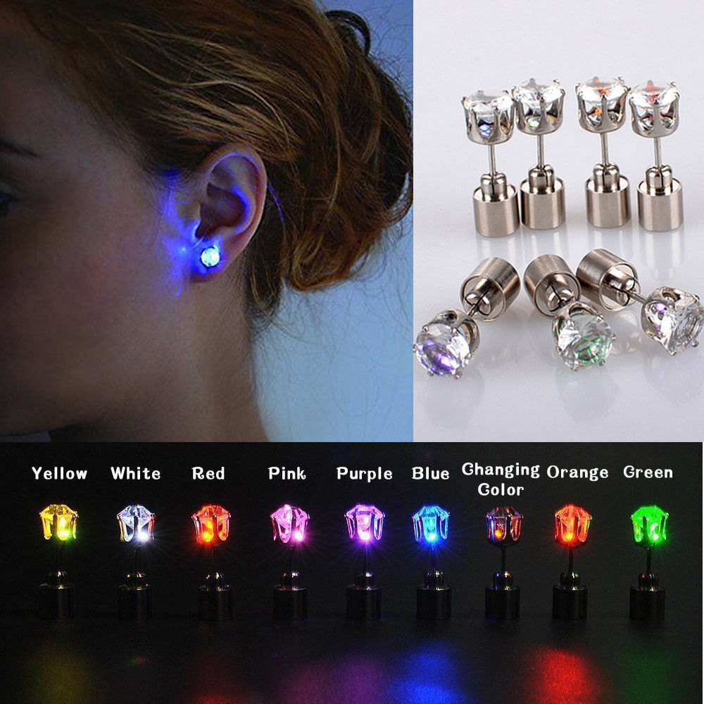 Led Light Up Earrings
 LED Glowing Light Up Earrings Change Color Studs Halloween