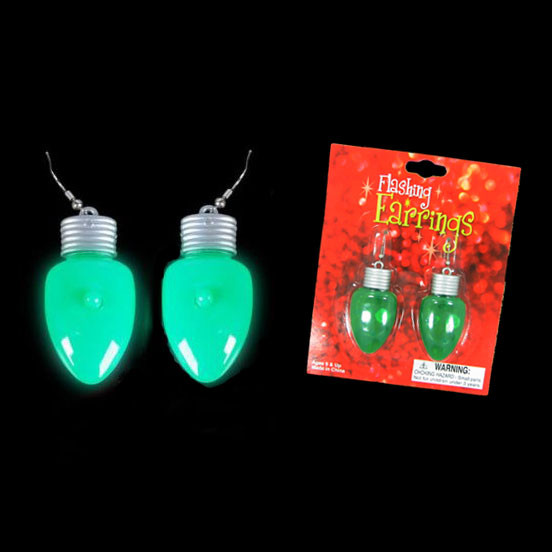 Led Light Up Earrings
 GREEN CHRISTMAS TREE LIGHT BULB LIGHTBULB FLASHING LIGHT
