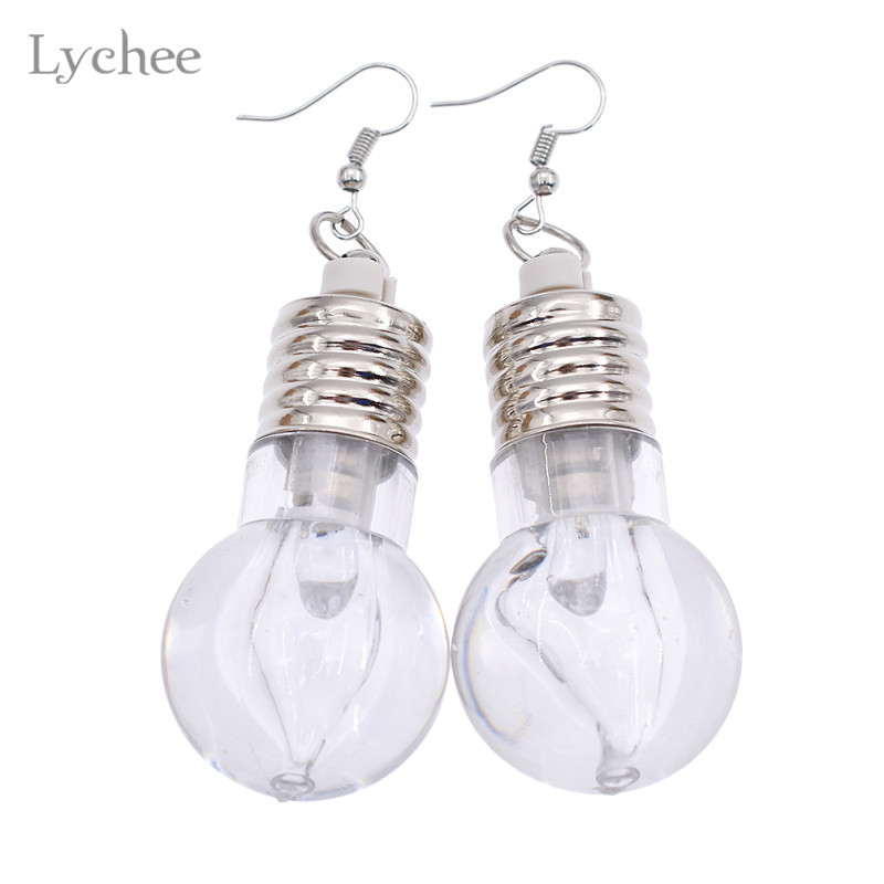 Led Light Up Earrings
 Lychee Trendy Light Up LED Drop Earrings Light Bulb Dangle