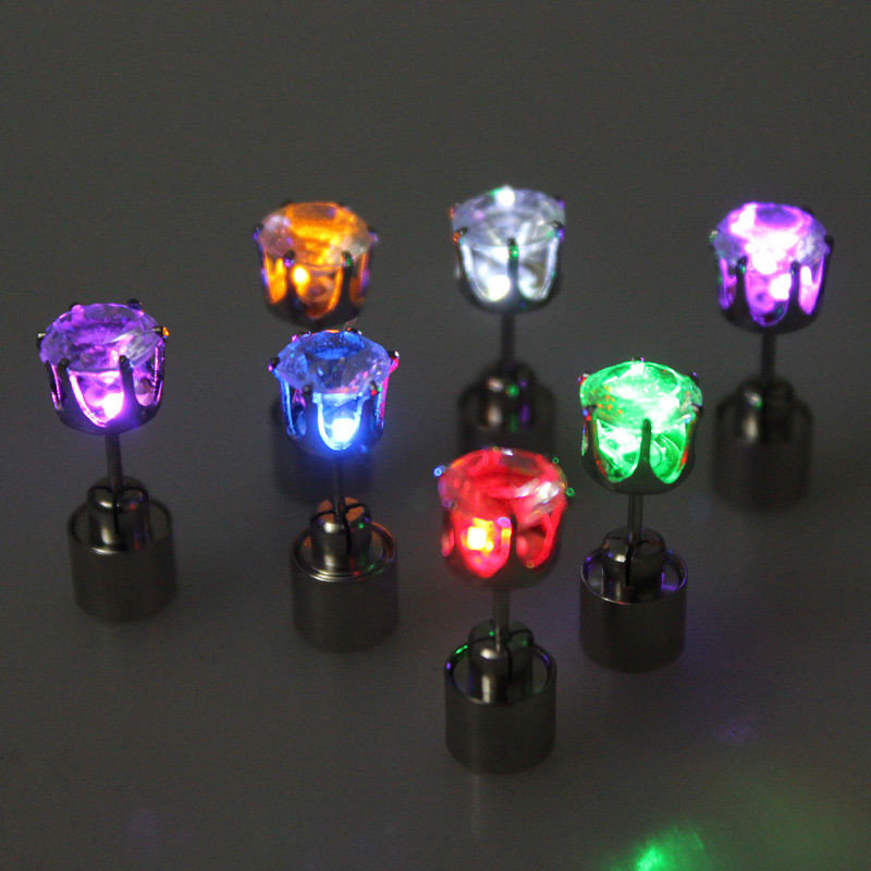 Led Light Up Earrings
 XMAS HOT Stainless Crown Shaped LED Crystal Earrings