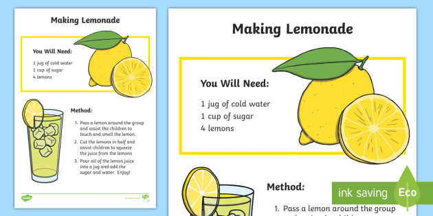 Lemonade Recipes For Kids
 Making Lemonade Recipe drink create follow recipe
