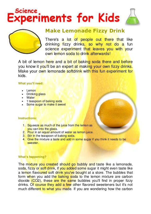 Lemonade Recipes For Kids
 Make lemonade fizzy drink