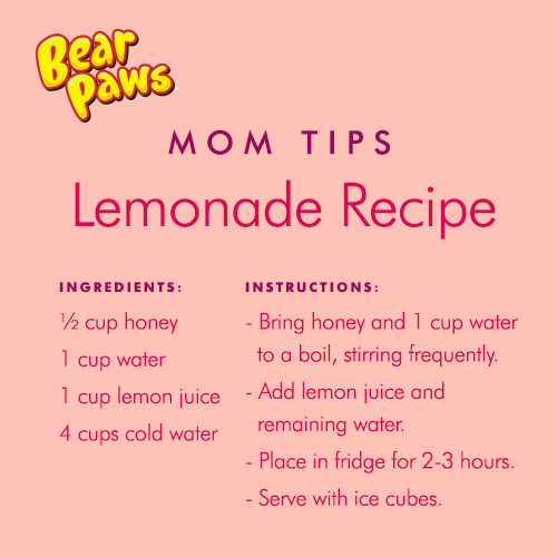 Lemonade Recipes For Kids
 Bear Paws Free Lemonade Recipe The Kids Will Love