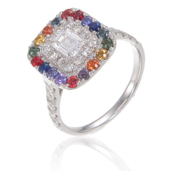 Lgbt Wedding Rings
 LGBT Pride Engagement Ring Wedding Band Diamond 14K by Equalli