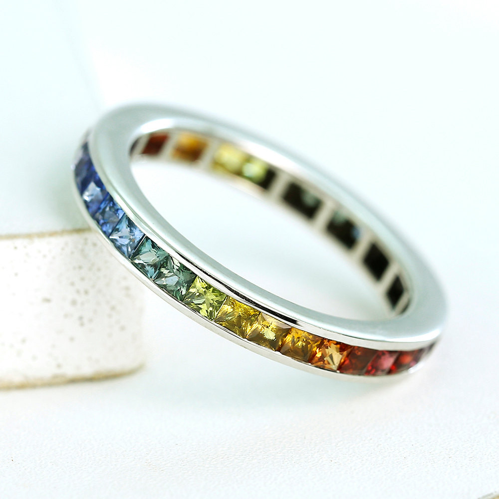 Lgbt Wedding Rings
 LGBT Pride Eternity Ring Wedding Band Sterling silver by