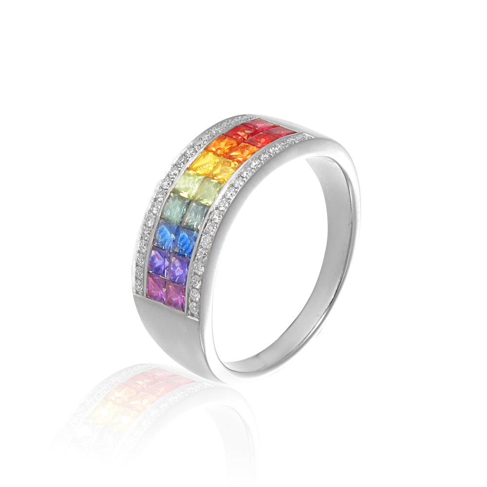 Lgbt Wedding Rings
 LGBT Pride Engagement Ring Wedding Band Diamond 14K White