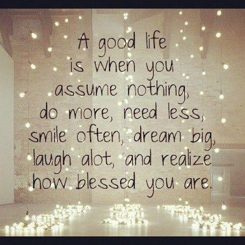 Life Is A Blessing Quotes
 A good life is when you assume nothing do more need less