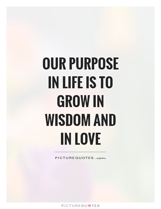 Life Purpose Quotes
 Our purpose in life is to grow in wisdom and in love