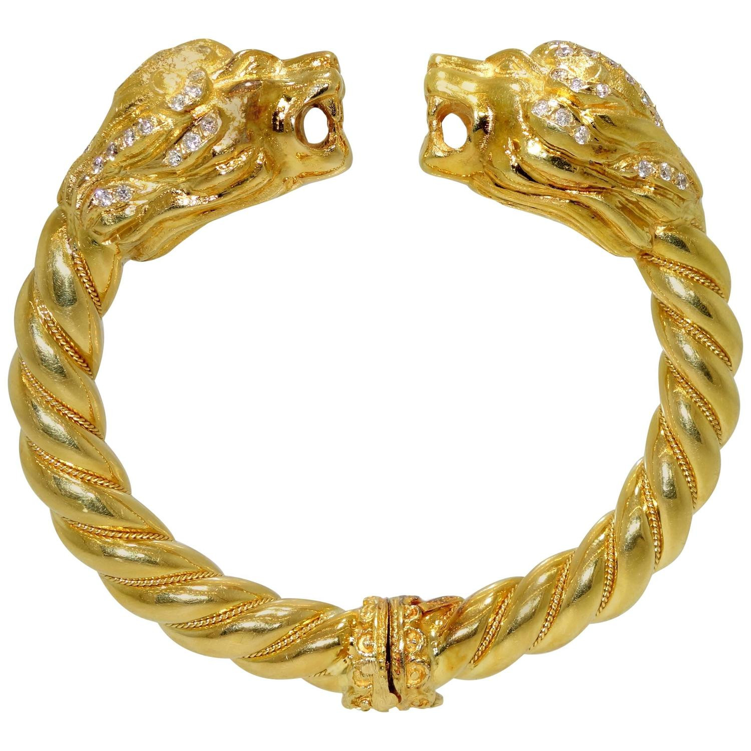 Lion Head Bracelet
 Lion s head gold bangle bracelet at 1stdibs