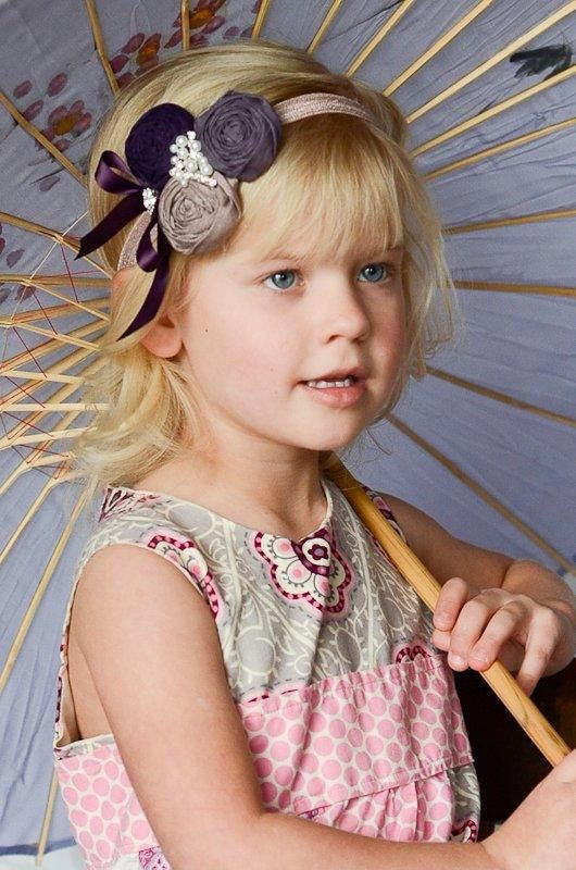 Little Girl Hairstyles With Headbands
 Little Girl Headband Shades of Purple and Taupe Lots of