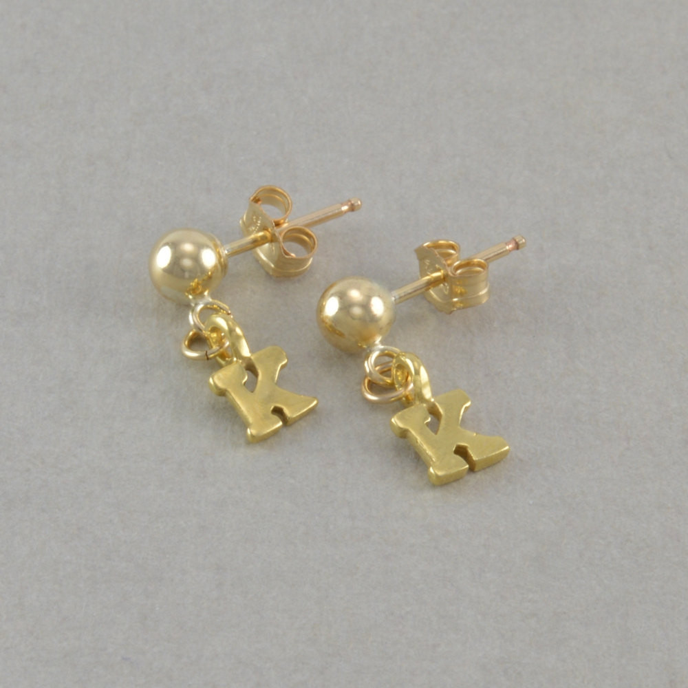 Little Girls Earrings
 Little Girl Initial Earrings 14K gold posts by