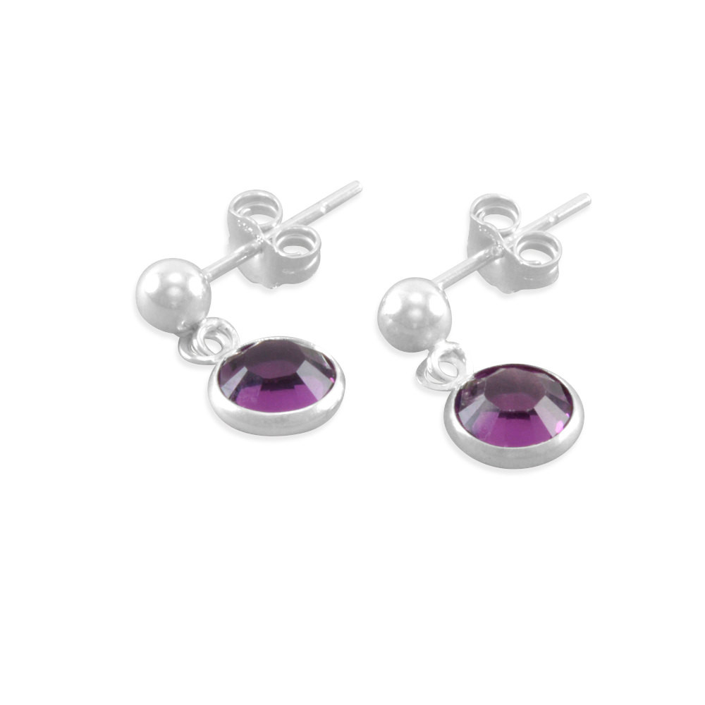 Little Girls Earrings
 Little Girls Earrings Sterling Silver purple February