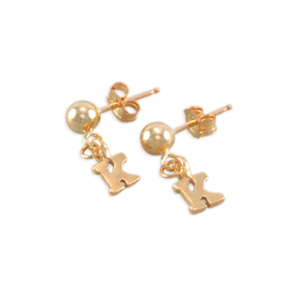 Little Girls Earrings
 Little Girl Initial Earrings 14K gold posts personalized