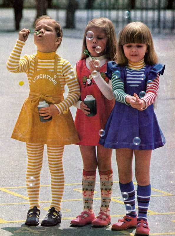 Little Kids Fashion
 missdandy Little girls blowing bubbles late 1970s
