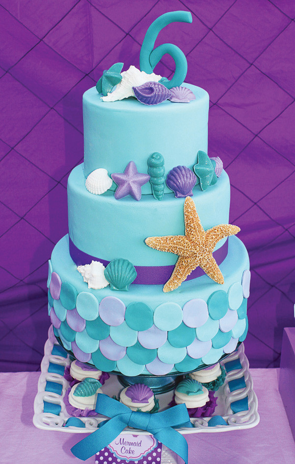 Little Mermaid Birthday Cakes
 Ariel Inspired Ombre Little Mermaid Party Teal & Purple