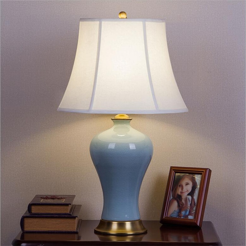 Living Room Lamp Table
 High End Handmade Chinese Blue Ceramic Fabric Led E27