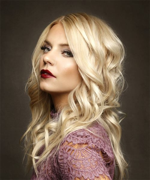 Long Blonde Hairstyles
 Long Wavy Formal Hairstyle Light Blonde Hair Color