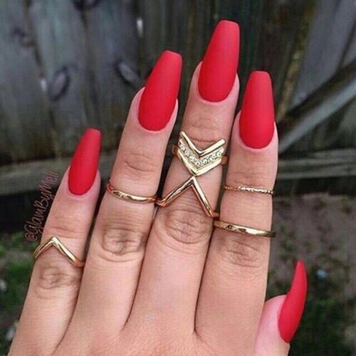 Long Nail Colors
 Red Matte Long Nails s and for