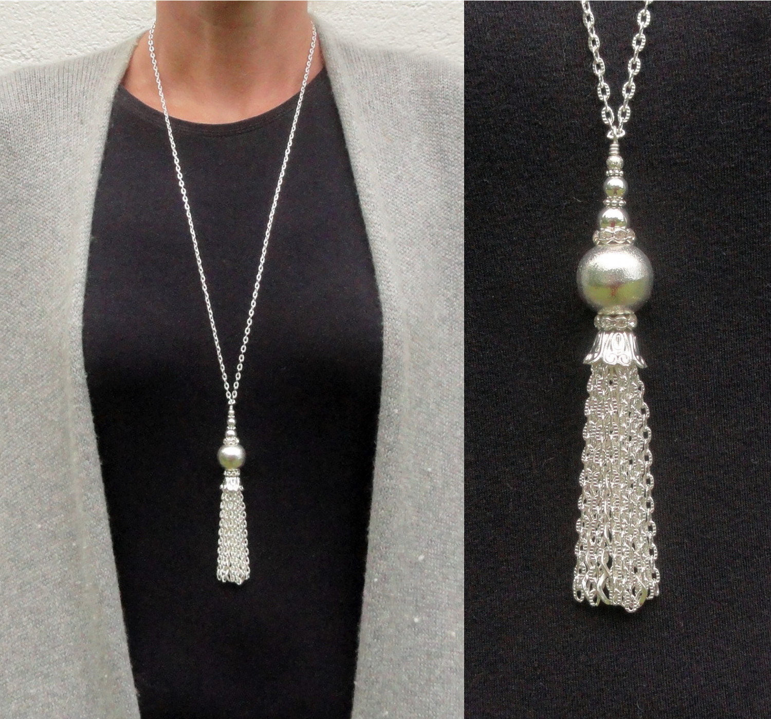 Long Silver Necklace
 Silver Tassel Necklace Long Tassel Necklace Silver