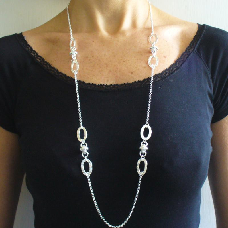 Long Silver Necklace
 Long sterling silver necklace round chain 90cm