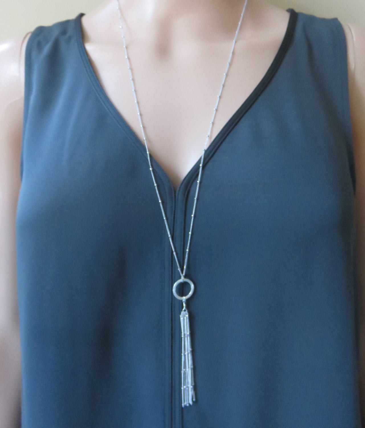 Long Silver Necklace
 Silver Tassel Necklace long silver necklace bead chain