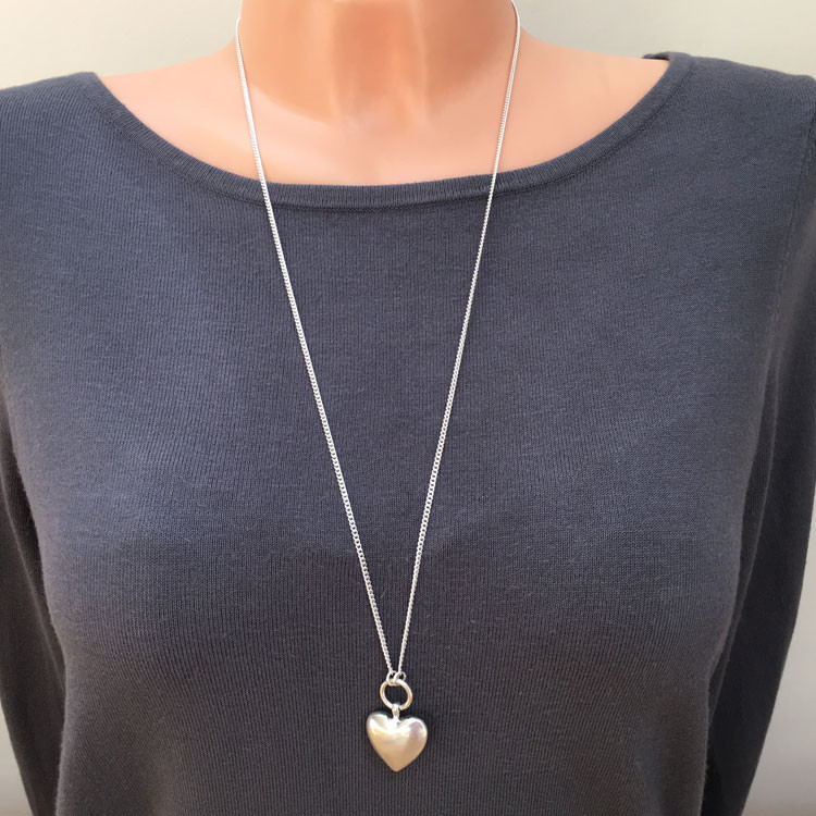 Long Silver Necklace
 Hultquist Jewellery Long Silver Heart Pendant Necklace