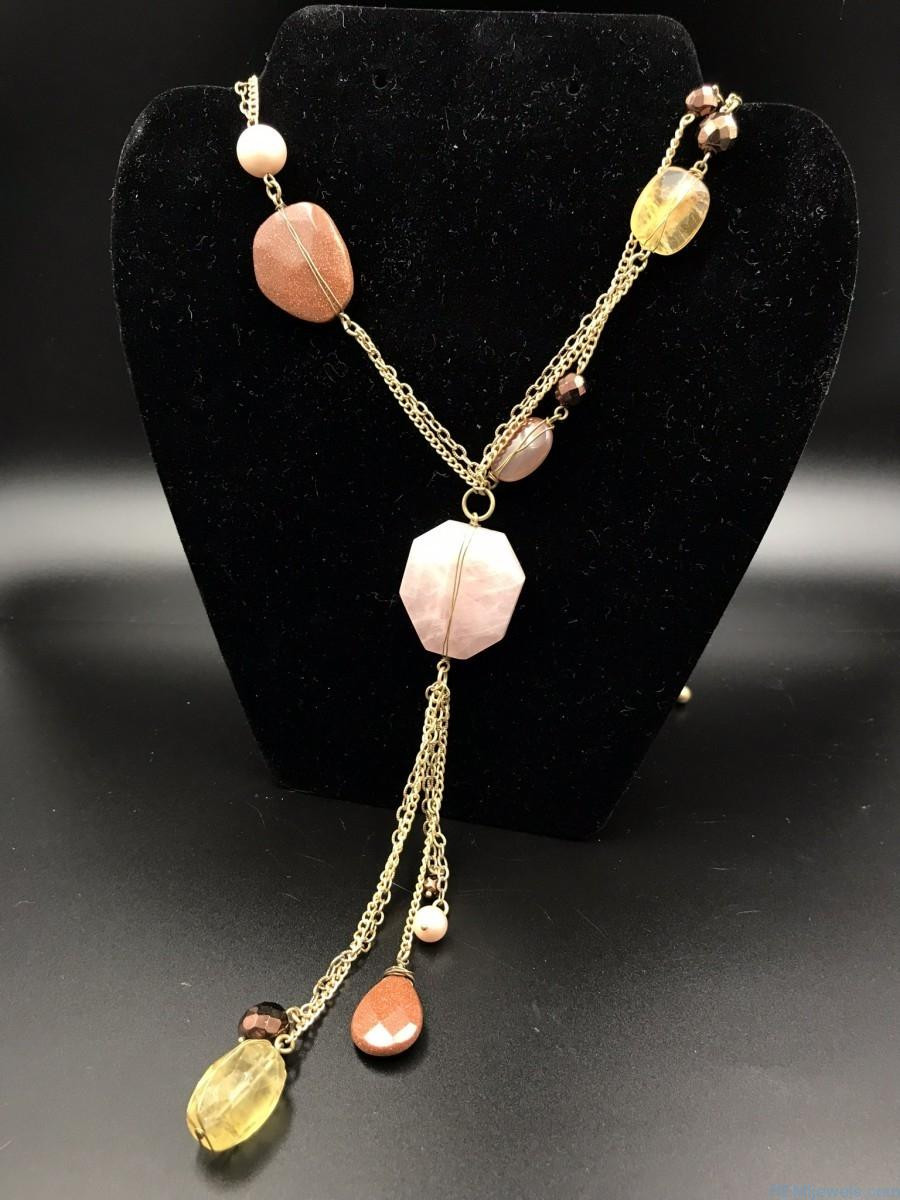 Long Stone Necklace
 CHICO’S Long Dangle Necklace REMIjewels Estate Jewelry